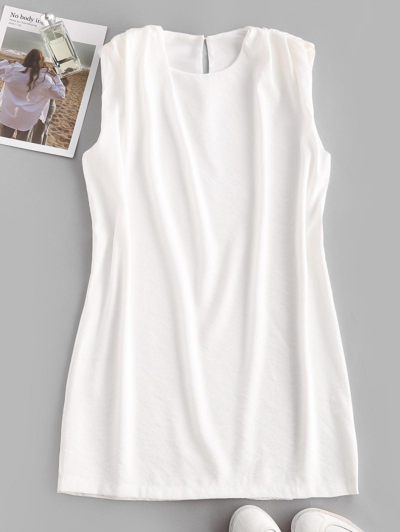 Sleeveless Padded Shoulder Straight Mini Dress