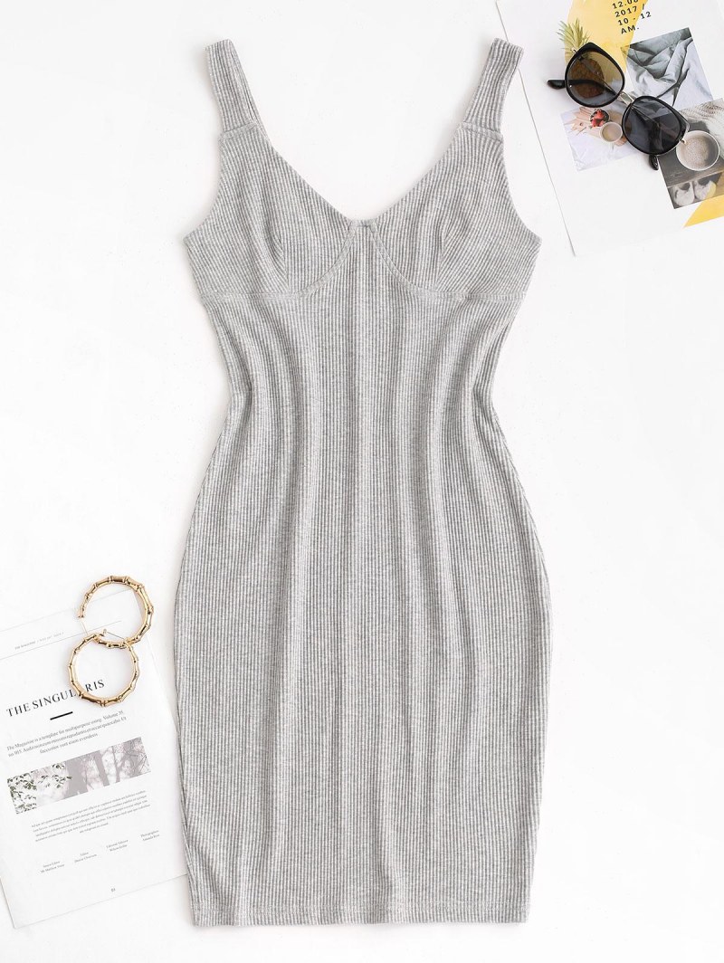 Slinky Ribbed Bustier Tank Dress