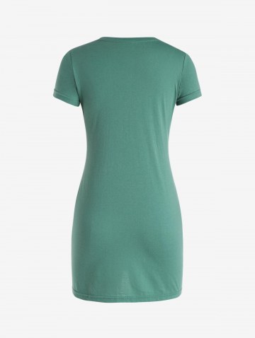 Solid Color Crew Neck Bodycon Casual Dress