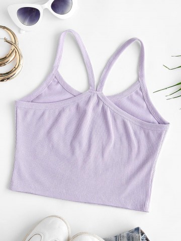 Solid Ribbed Y-back Crop Top