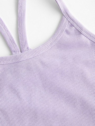 Solid Ribbed Y-back Crop Top