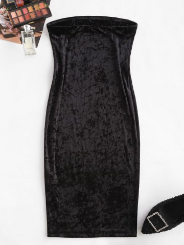 Strapless Velvet Midi Bodycon Dress
