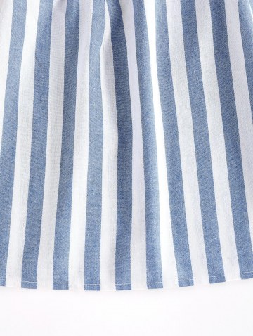 Striped Tied Ruffle Puff Sleeve Dress