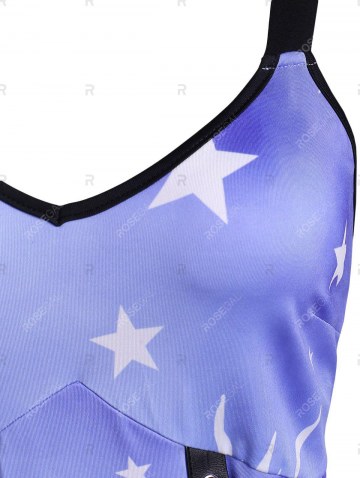 Sunflower Sun Star Print Lace Up Asymmetrical Cami Dress