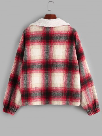 Tartan Half Zip  Drop Shoulder Pullover Jacket