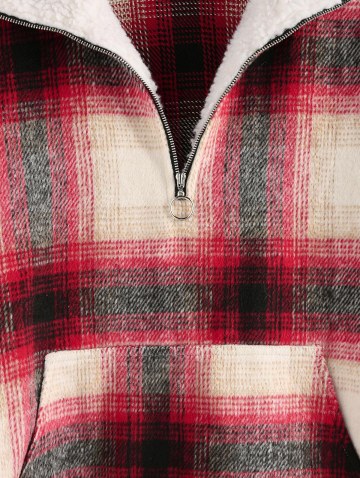Tartan Half Zip  Drop Shoulder Pullover Jacket