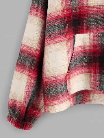 Tartan Half Zip  Drop Shoulder Pullover Jacket