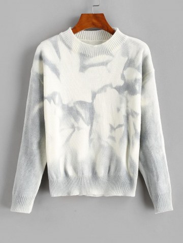 Tie Dye Mock Neck Drop Shoulder Sweater
