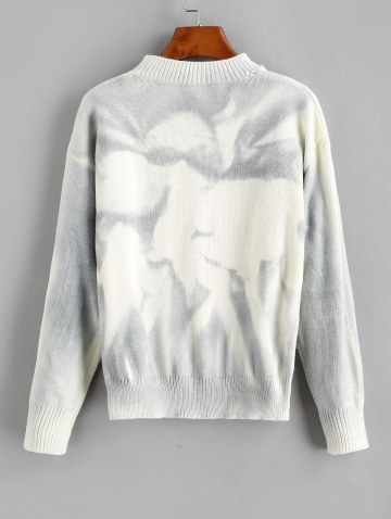 Tie Dye Mock Neck Drop Shoulder Sweater