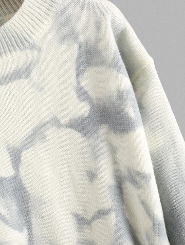 Tie Dye Mock Neck Drop Shoulder Sweater