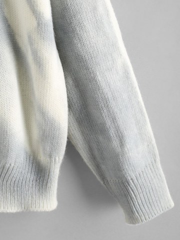 Tie Dye Mock Neck Drop Shoulder Sweater