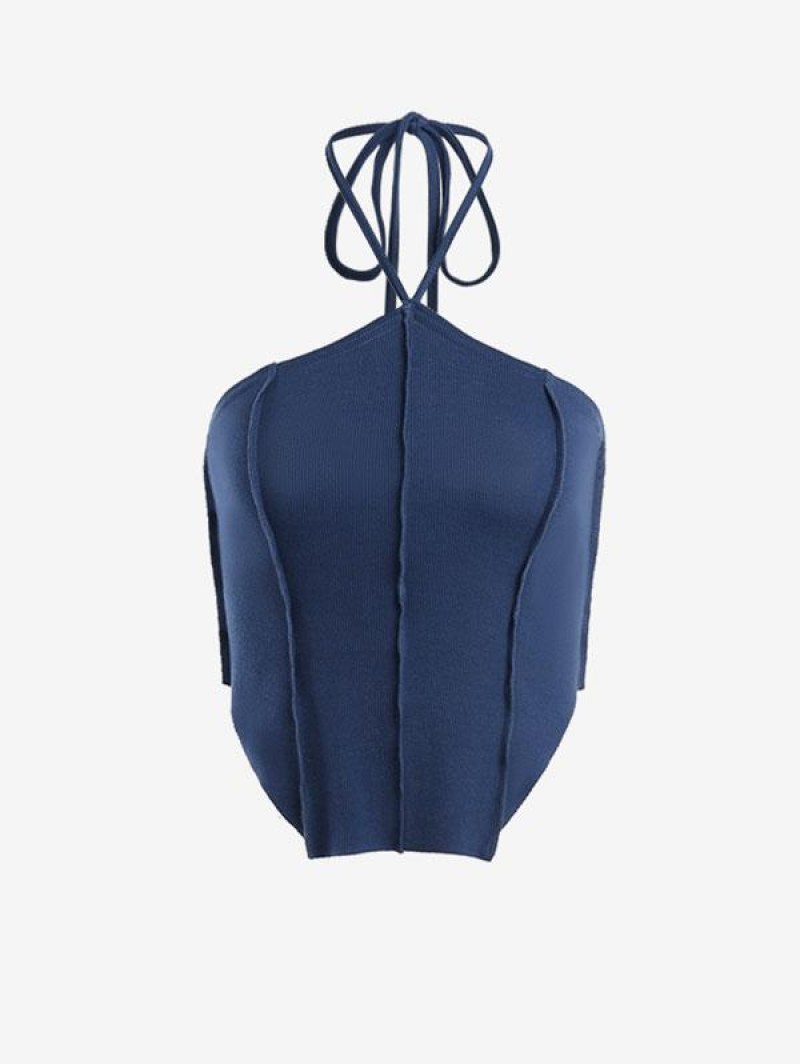 Topstitching Halter Tank Top