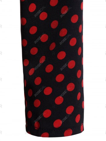 Vintage Slash Neck Polka Dot Print Bowknot Design 3/4 Sleeve Dress For Women