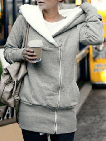 Zip Up Tunic Fleece Hoodie